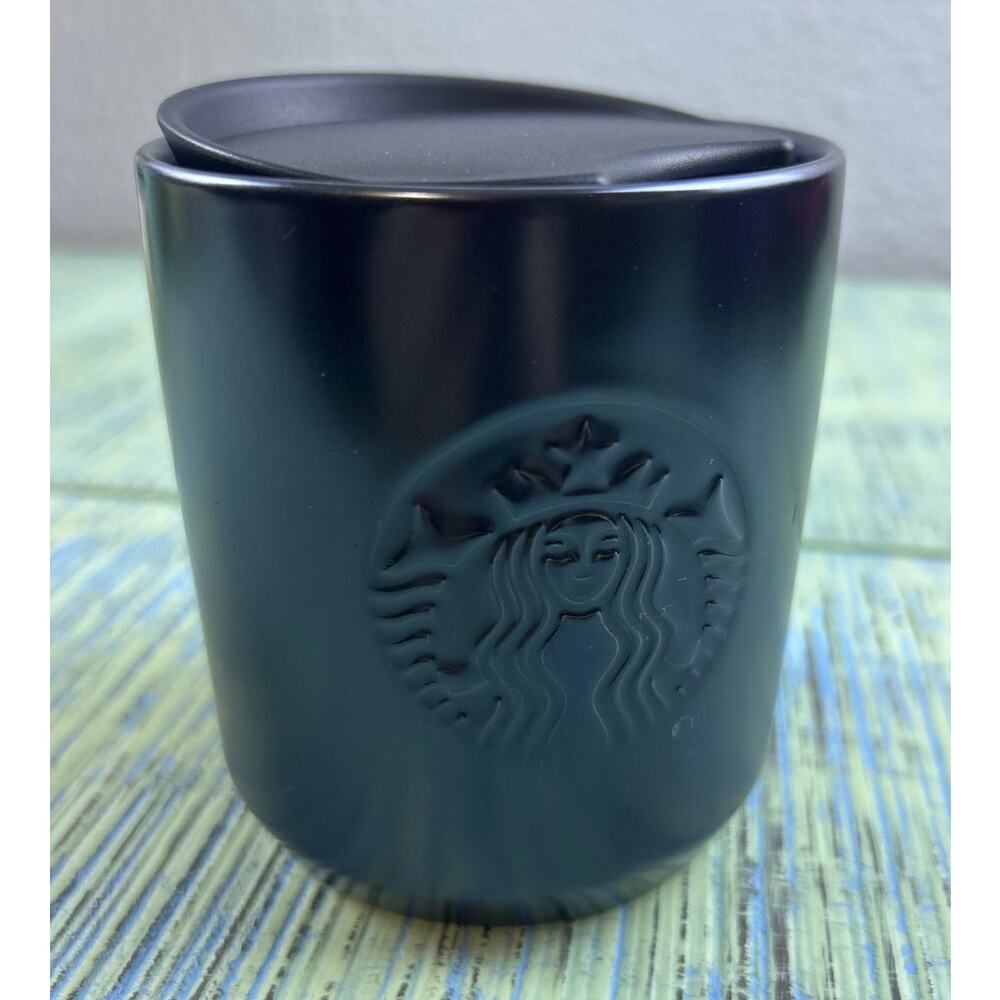 Starbucks 2020 Iridescent Black Ceramic Double Wall Travel Mug 8oz